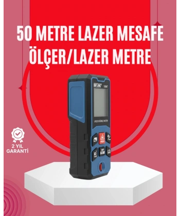 50 Metre Lazer Ölçüm Cihazı Alan ve Mesafe Hesaplama