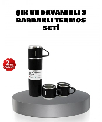 500 ml Paslanmaz Çelik Termos Seti – Sızdırmaz, Vakumlu, Isı Koruma Özellikli, Taşınabilir Termos