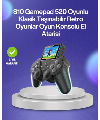 500 Oyunlu Nostaljik El Tipi Oyun Konsolu, Taşınabilir Şarjlı Cihaz, Renkli Ekran ve TV Destekli