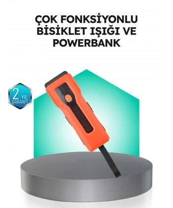 5000 mAh Bataryalı Bisiklet Farı COB Çakar Çok Fonksiyonlu