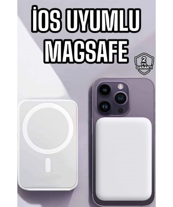 5000 Mah İOS Uyumlu Magsafe Kablosuz Şarj Hızlı Şarj Desteği