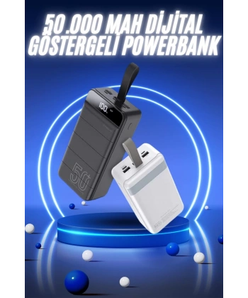 50.000 Mah Powerbank Turbo Hızlı Led Göstergeli Android İOS Uyumlu Taşınabilir Askılı