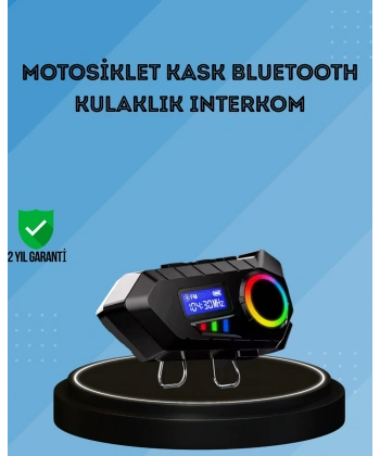 500mAh Bataryalı Bluetooth 5.4  İnterkom LED Ekranlı FM Destekli