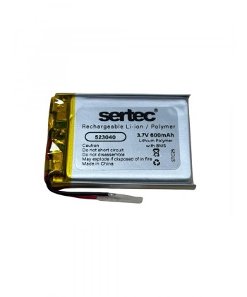 Sertec 523040 3.7V 600 MAh Li-Polymer Pil (Devreli/1.5A)