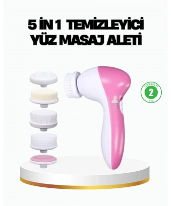 5’i 1 Arada Yüz Temizleme Cihazı – Masaj, Fırça, Peeling ve Krem Uygulama Aparatlı