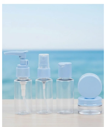 5’li Seyahat Dolum Şişe Seti 30 ml Şeffaf Taşıma Çantalı