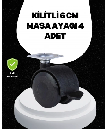 6 cm Kilitli Tekerlek Ayak 4 Adet Sehpa ve Ekipman Uyumlu