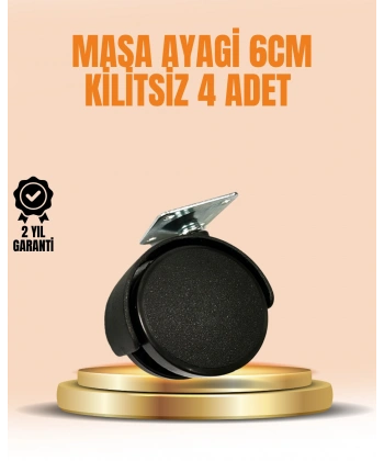6 cm Kilitsiz Masa Ayağı Tekerleği 4’lü Set Çok Amaçlı