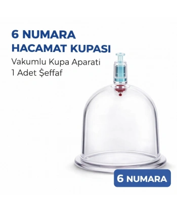 6 Numara Hacamat Kupası 1 Adet Vakumlu Kupa Bardak Dayanıklı Plastik Manuel Hacamat Kabı