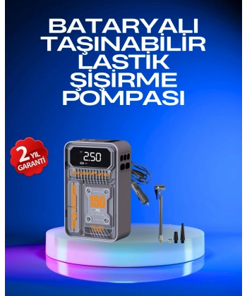 6000mAh Bataryalı LED Ekranlı Akıllı Hava Kompresörü