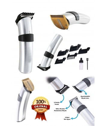 609 Profesyonel Şarjlı Saç Sakal Kesme Tıraş Makinesi Erkek Tıraş Makine Seti