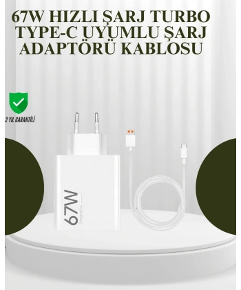 67W Güçlü Şarj Adaptörü ve Turbo Kablo Uzun Ömürlü Dayanıklı Tasarım