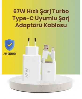 67W Hızlı Şarj Adaptörü ve Veri Aktarım Özellikli Type-C Kablo Seti