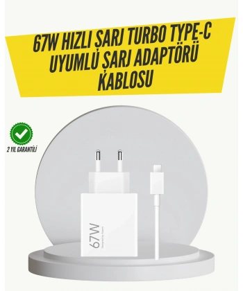 67W Turbo Hızlı Şarj Adaptörü ve Type-C Kablo Güvenli Şarj Teknolojisi