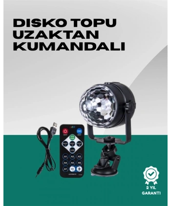 7 Farklı Aydınlatma Modu ve Ses Sensörlü Disko Topu Lambası