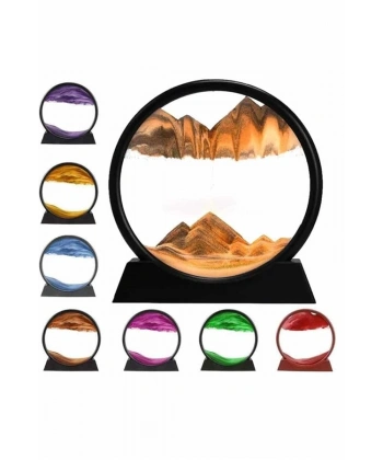 7 Inç Mavi Orta Boy Dekoratif Yuvarlak Şık Kum Tablosu Modern Dekoratif Süs