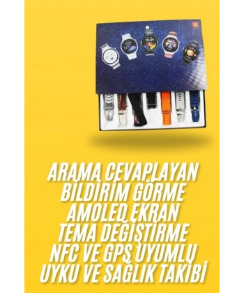 7 Kordonlu Akıllı Saat Siyah Kasa Dokunmatik Ekran Uyku ve Sağlık Takibi