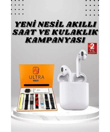 7 Kordonlu Akıllı Saat Ve 2.Nesil Kulaklık Yüksek Ses Kaliteli Uzun Pil Ömrü