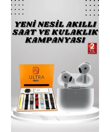 7 Kordonlu Akıllı Saat Ve 3.Nesil Kulaklık Dokunmatik Ekran Sesli Görüşme Yapabilen