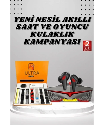 7 Kordonlu Akıllı Saat Ve  Kulaklığı Bluetooth Bağlantılı Android ve İOS Uyumlu