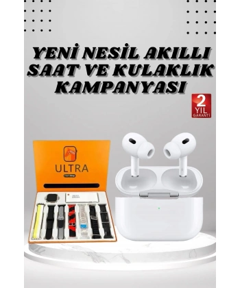 7 Kordonlu Akıllı Saat Ve Yeni Nesil Kulaklık Dokunmatik Ekran Android ve İOS Uyumlu