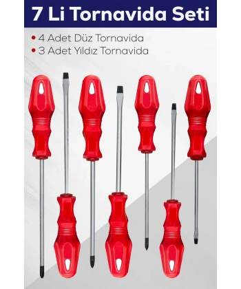 7li Tornavida Seti (4 ADET DÜZ TORNAVİDA 3 ADET YILDIZ TORNAVİDA)