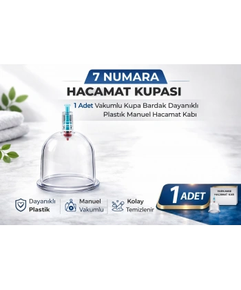 7 Numara Hacamat Kupası 1 Adet Vakumlu Kupa Bardak Dayanıklı Plastik Manuel Hacamat Kabı