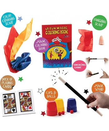 7 Parçalık Lüks Sihirbazlık Seti ( Defter-Mendilli Parmak-Deste-iskambil-Sigara-Kaybolan kupa-Mendil )