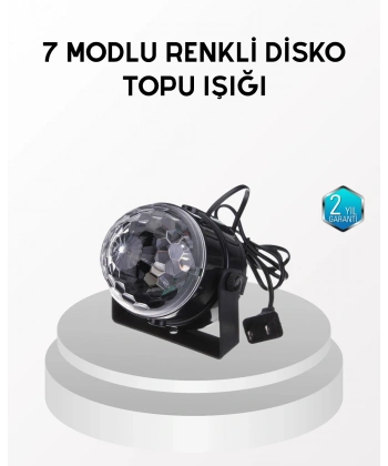 7 Renk Modlu Müzik Sensörlü Disko Topu – LED Işıklı Parti Aydınlatması