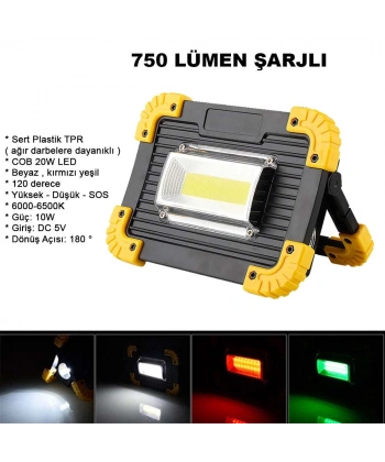 750 Lümen Powerbank Şarjlı Işıldak Watton Wt-330