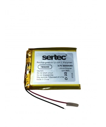 Sertec 785060 3.7V 3000mAh Li-Polymer Pil (Devreli/1.5A)