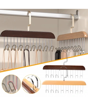 8 Kancalı Askı Çok Fonksiyonlu Ahşap Kemer Kravat Eşarp Dolap Askısı