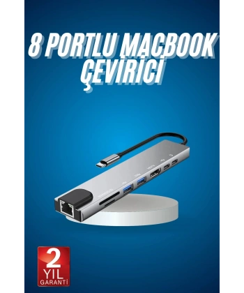8 Port Çoklayıcı Macbook Ile Uyumlu Çoğaltıcı Type-C dönüştürücü TF SD kart
