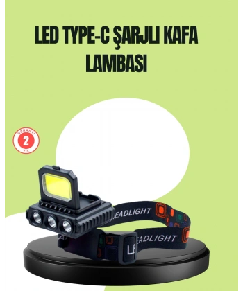 800 Lumen Çok Fonksiyonlu LED Kafa Lambası Type C Şarjlı