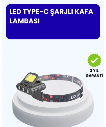 800 Lumen LED Kafa Lambası COB ve XPE Led Type C Şarjlı Ayarlanabilir