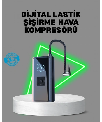 80W Kablosuz Dijital Ekranlı Taşınabilir Lastik Şişirme Pompası