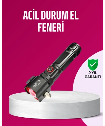 Acil Durum El Feneri Çekiç ve Pusula Özellikli Güçlü Işık