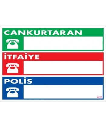 Acil Durum Telefon Levhası 25x35 KOD:430