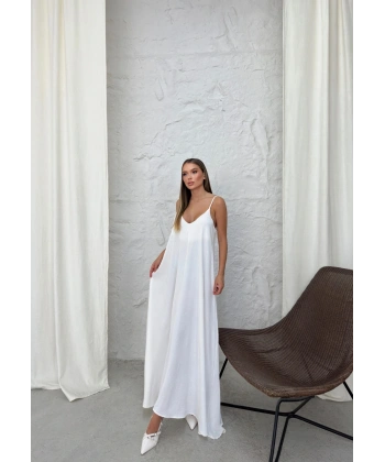 Aerobin uzun elbise beyaz pt