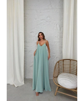 Aerobin uzun elbise çağla yeşili pt