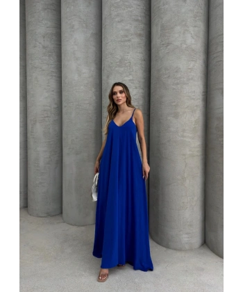 Aerobin uzun elbise saks mavisi pt