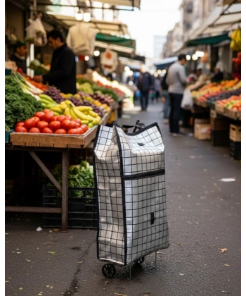 Ağır Yük Taşımaya Uygun Tekerlekli Market ve Pazar Çantası