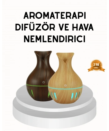 Ahşap Desenli 130 ml Aromaterapi Difüzör Sessiz ve USB Bağlantılı