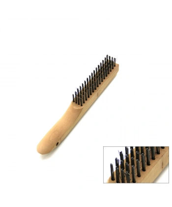 AHŞAP SAPLI TEL FIRÇA 4 SIRALI