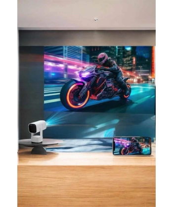 Akıllı Projeksiyon Powerbankli Taşınabilir Sinema Projektörü 4k HD Kaliteli
