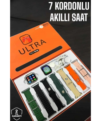 Akıllı Saat 7 Kordonlu Metal,Plastik Ve Hasır Kordon Seçeneği
