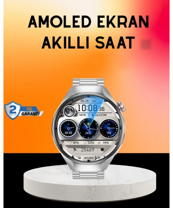 Akıllı Saat AMOLED Ekran Bluetooth Aramalı – Nabız, Uyku ve Spor Takipli