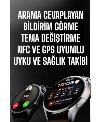 Akıllı Saat Bildirim Görme Amoled Ekran GPS Uyumlu Sesli Görüşme