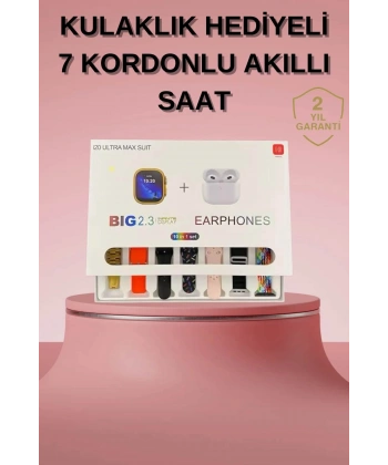 Akıllı Saat Bluetooth Kulaklık Hediyeli Bildirim Görme Sesli Görüşme Çoklu Kordon