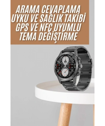 Akıllı Saat Çelik Kordon Çağrı Cevaplama Amoled Ekran Titreşimli Uyku ve Sağlık Takibi